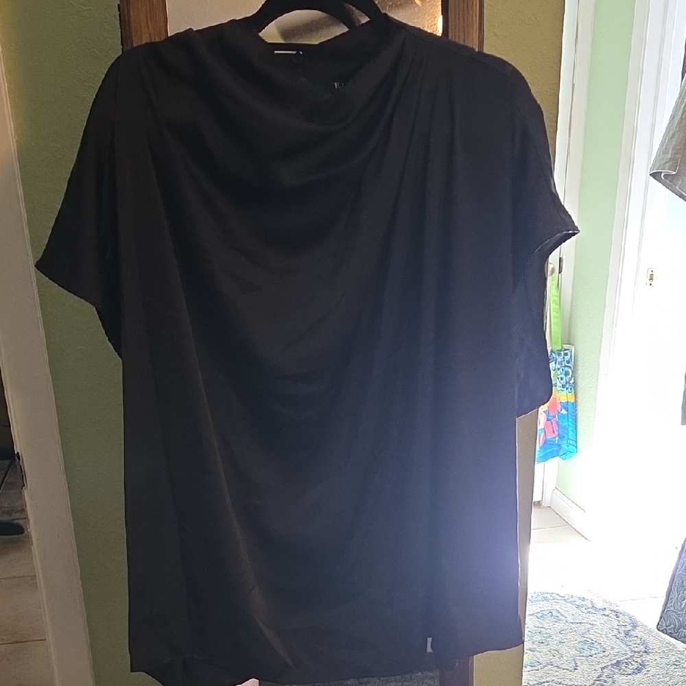 Eloquii Black Drape Blouse